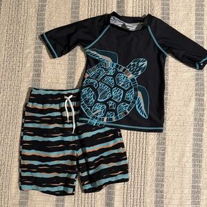Millie & Maxx 2T Turtle Rash Guard and Trunk Set